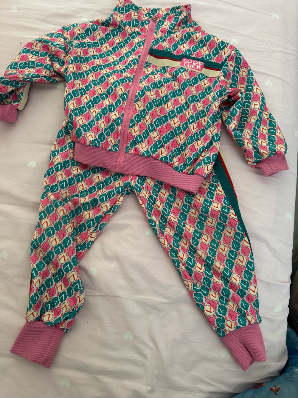 Pink, Teal and Cream Patterned Set